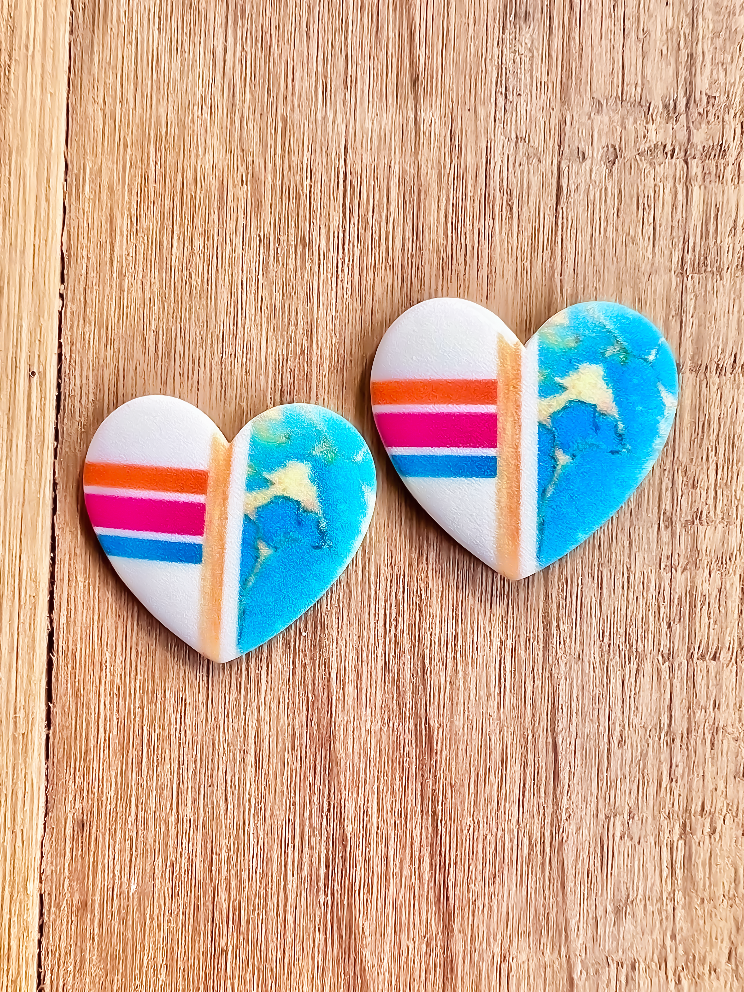 White & Turquoise Faux Inlay Tribal Resin Heart