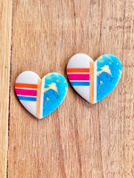 White & Turquoise Faux Inlay Tribal Resin Heart