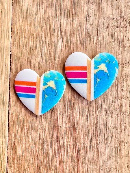 White & Turquoise Faux Inlay Tribal Resin Heart