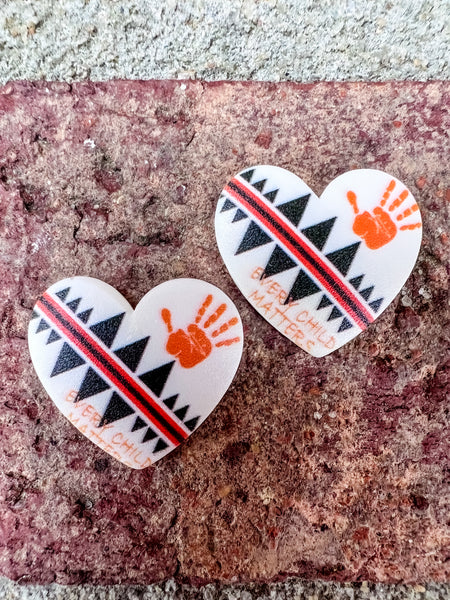 Every Child Matters Faux Inlay White Resin Heart