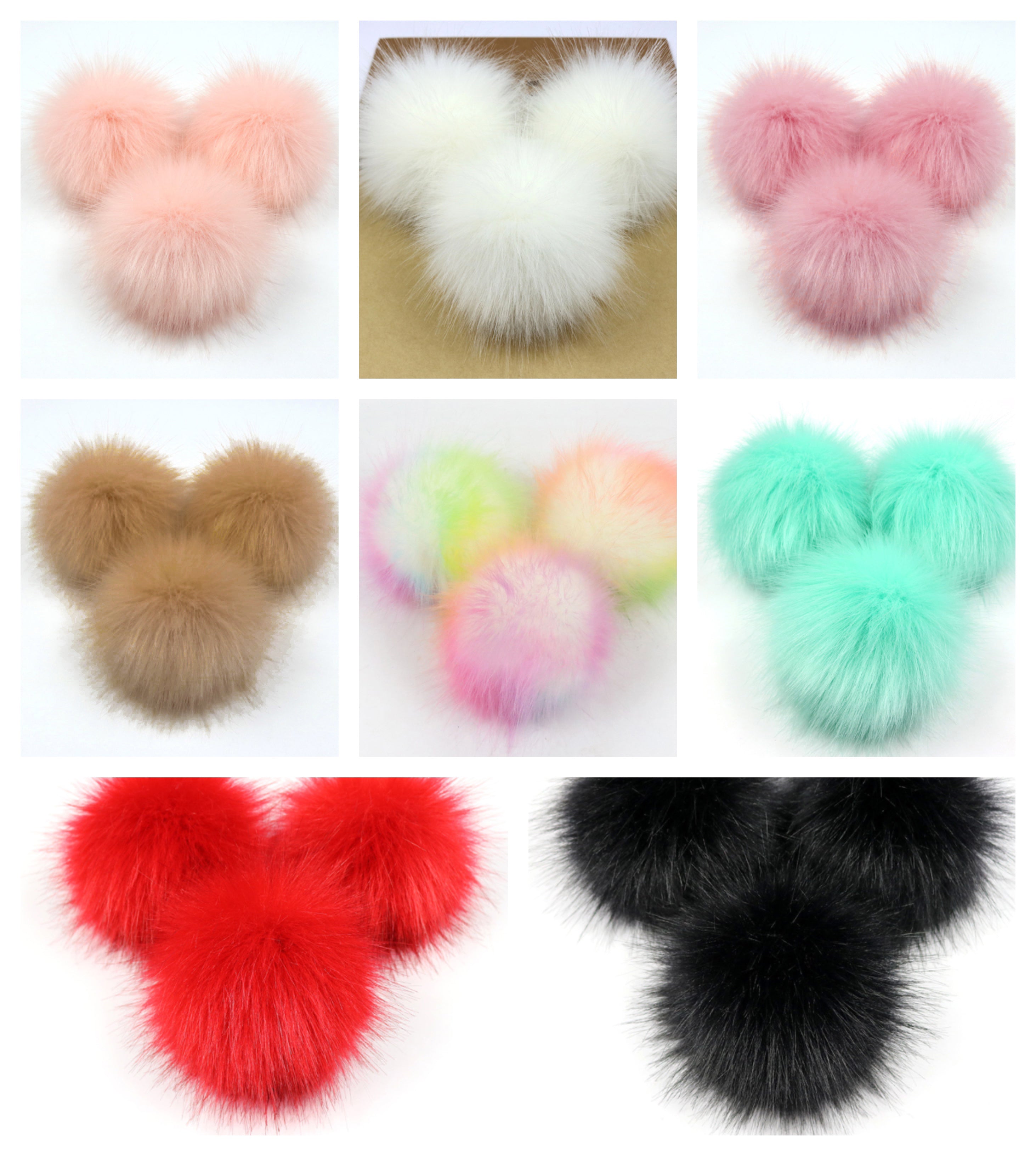 Faux Fur Pom Poms 10cm