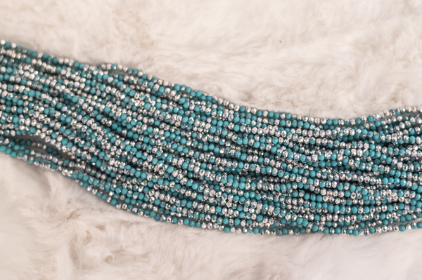 Turquoise & Silver 3mm Rondelle Beads #137