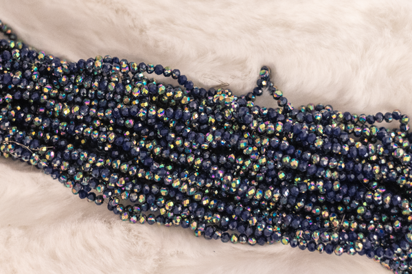 Navy & Metallic AB 3mm Rondelle Beads #142 Discount Pack