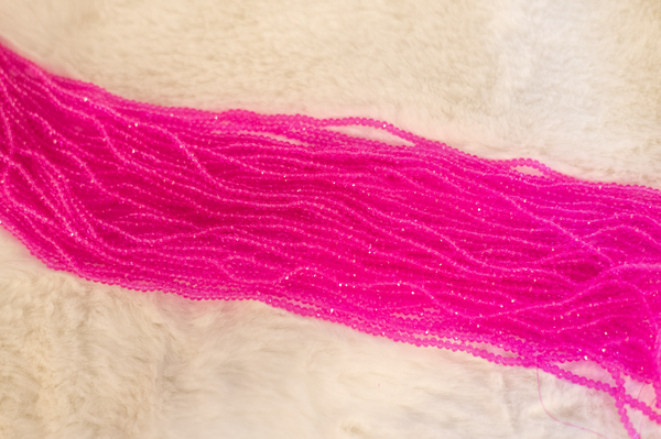 Hot Pink Magenta Clear 3mm Rondelle Beads #34B