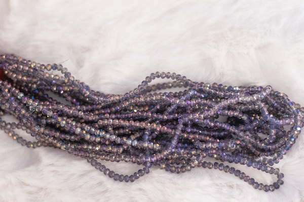 AB Grey Purple Clear 3mm Rondelle Beads #87