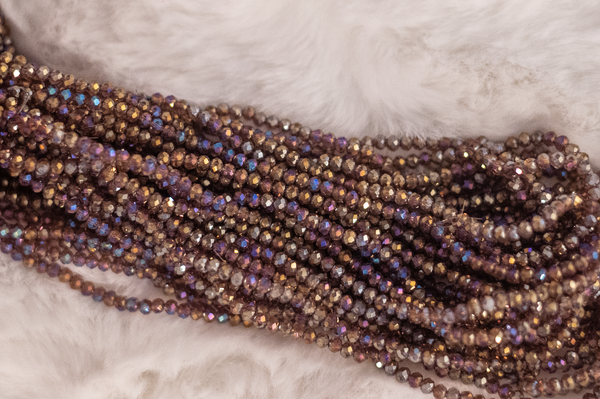 AB Taupe Mauve Clear 3mm Rondelle Beads #91 Discount Pack