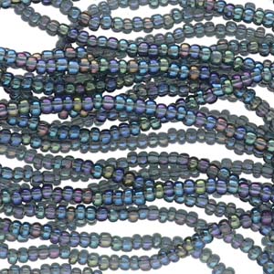 11/0 Czech Preciosa Seed Beads Half Hank: Black Diamond AB