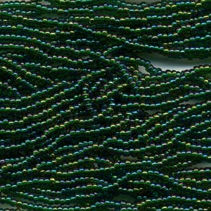 11/0 Czech Preciosa Seed Beads Half Hank: Green Tr AB