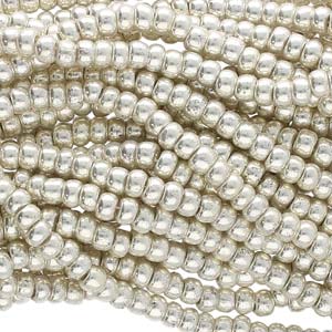 11/0 Czech Preciosa Seed Beads Half Hank: Metallic Silver