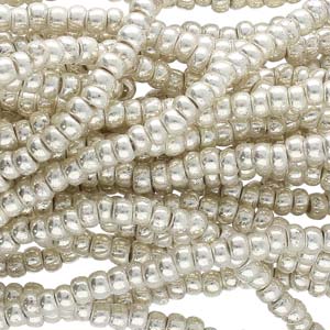 11/0 Czech Preciosa Seed Beads Half Hank: Silver Metallic