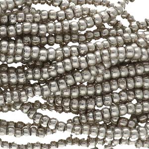 11/0 Czech Preciosa Seed Beads Half Hank: Metallic Dark Silver