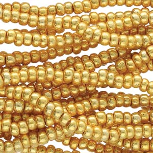 11/0 Czech Preciosa Seed Beads Half Hank: Metallic Gold