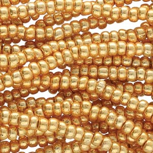 11/0 Czech Preciosa Seed Beads Half Hank: Metallic Dark Gold