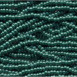 11/0 Czech Preciosa Seed Beads Half Hank: Dark Green OP Luster