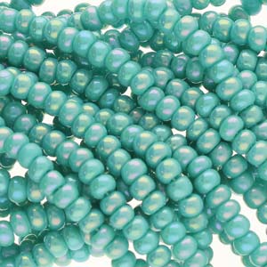 11/0 Czech Preciosa Seed Beads Half Hank: Green Turquoise AB