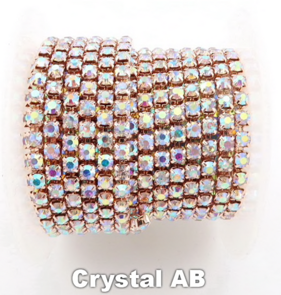 Rose Gold AB Crystal SS8 Banding 10 Yard Discounted Roll