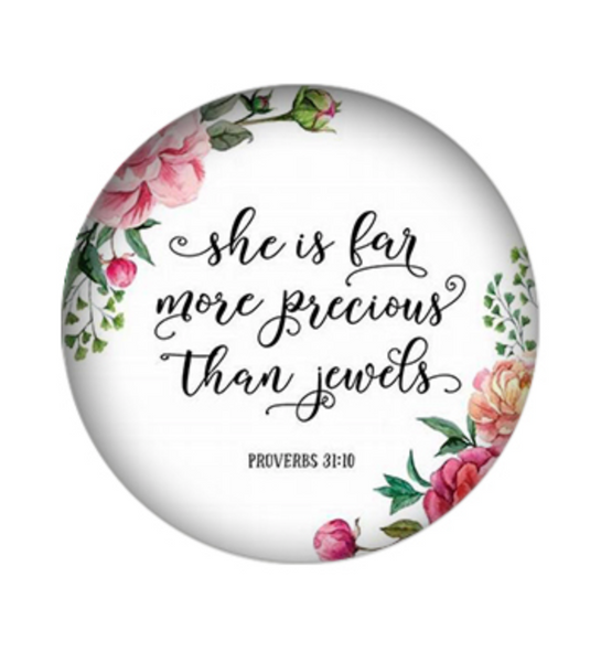25mm Proverbs 31:10 Round Glass Cabochon
