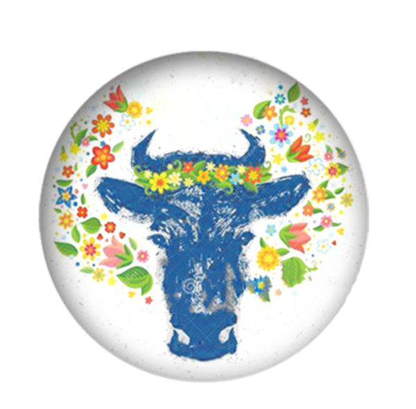 20mm Floral Cow Glass Cabochon
