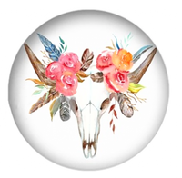 20mm Floral Cow Skull Glass Cabochon