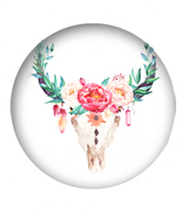 20mm Floral Cow Skull Glass Cabochon