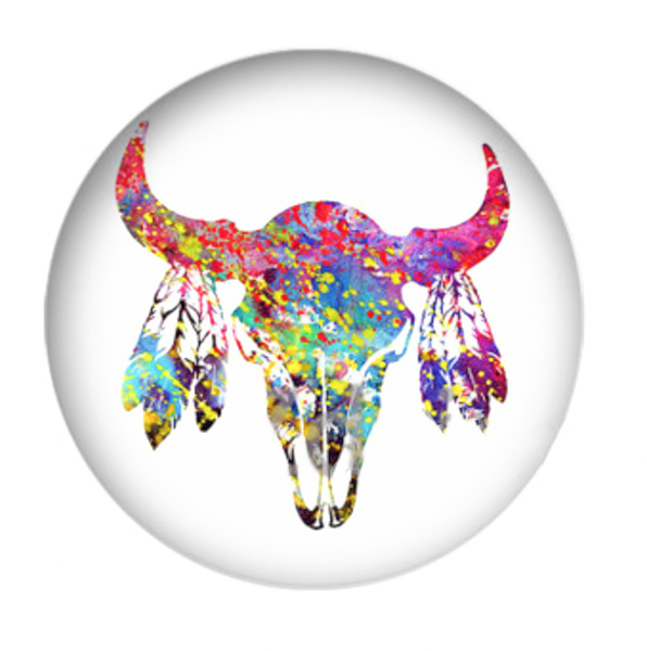 20mm Paint Splatter Cow Skull Glass Cabochon