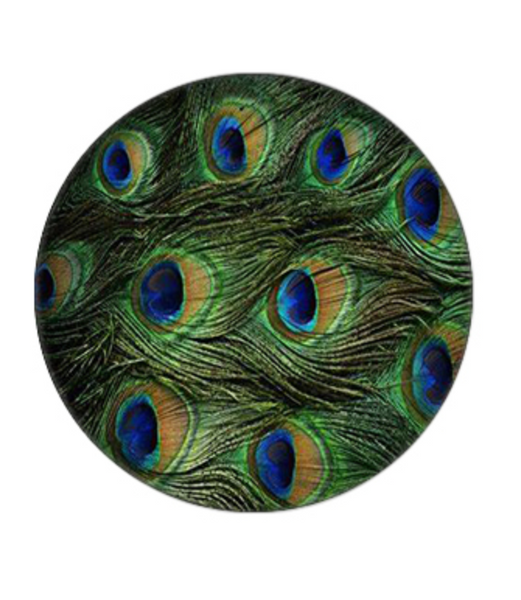 20mm Gold Peacock Feathers Glass Cabochon