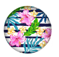 20mm Floral Tropical Striped Glass Cabochon