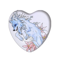 25mm Floral Wolf Heart Glass Cabochon