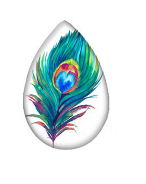 Teardrop Peacock Glass Cabochon 18x25mm