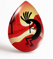18x25mm Red Desert Kokopelli Teardrop Glass Cabochon