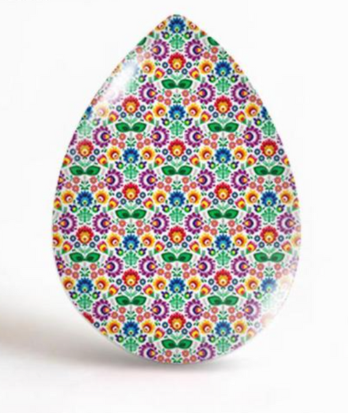 18x25mm Multicolor Floral Teardrop Glass Cabochon