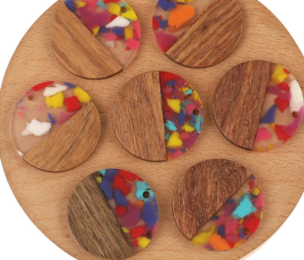 28mm Round Multi Color Wood Resin Centerpieces