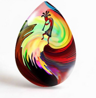 18x25mm Color Swirl Kokopelli Teardrop Glass Cabochon