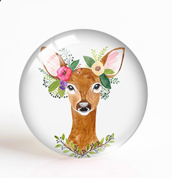 20mm Floral Deer Glass Cabochon