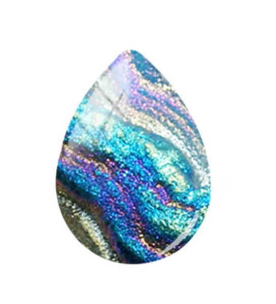 Teardrop Black & Blue Faux Stone Glass Cabochon 18x25mm
