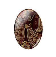 18x25mm Oval Burgundy Brown Paisley Glass Cabochon