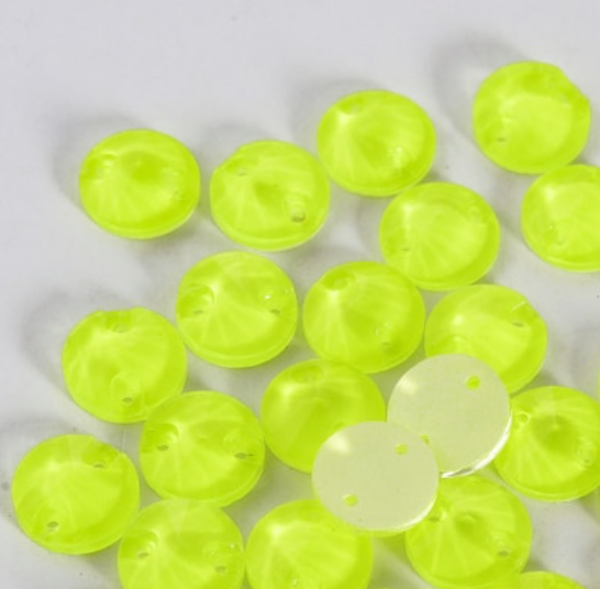 Glass Crystal Rivoli Flatbacks: Neon Citrine 12mm