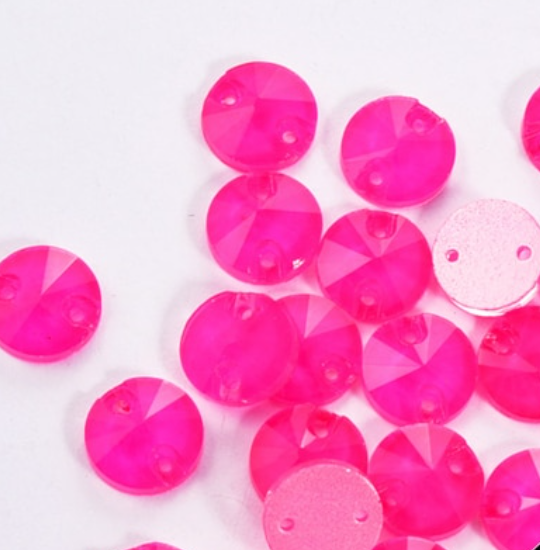 Glass Crystal Rivoli Flatbacks: Neon Rose 12mm