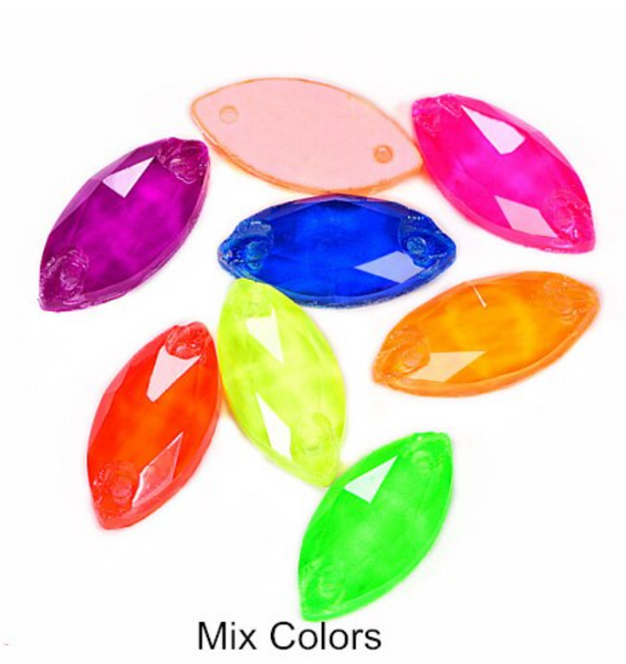 Bulk Discount Pack: Glass Crystal Horseeyes--Neon 9x18mm or 15x31mm