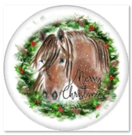 20mm Merry Christmas Horse Glass Cabochons