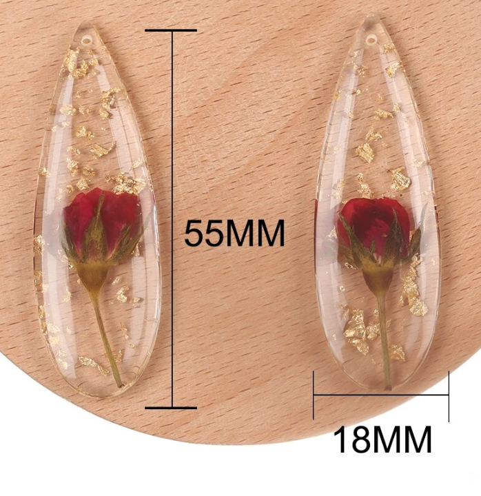 Clear Flower Resin Teardrop Slabs