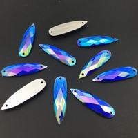 Acrylic Crystal Long Teardrops: Cobalt AB 8x28mm