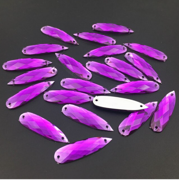 Acrylic Crystal Long Teardrops: Purple 8x28mm