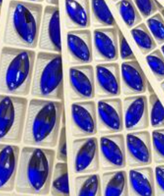 Glass Crystal Horseeyes: Cobalt 13x22mm