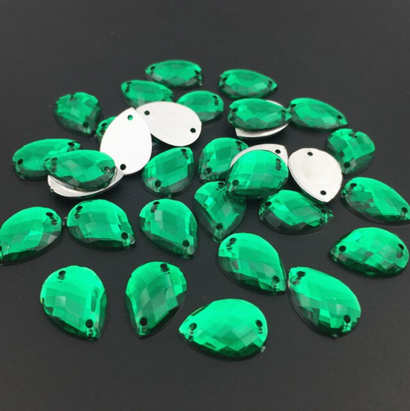 Acrylic Crystal Teardrop: Deep Green Zircon 10x14mm