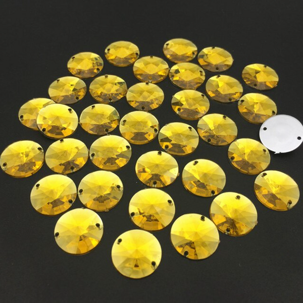 Acrylic Crystal Flatback Rivoli: Topaz 14mm