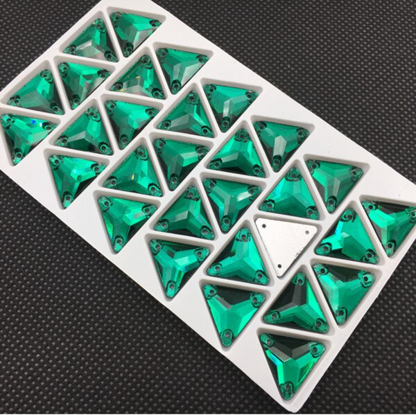 Glass Crystal Triangles: Green Zircon 16mm