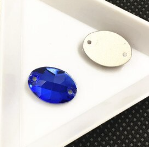Glass Crystal Ovals: Cobalt 13x18mm