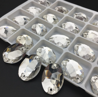 Glass Crystal Ovals: Clear 13x18mm