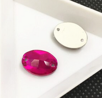 Glass Crystal Ovals: Rose Red 13x18mm